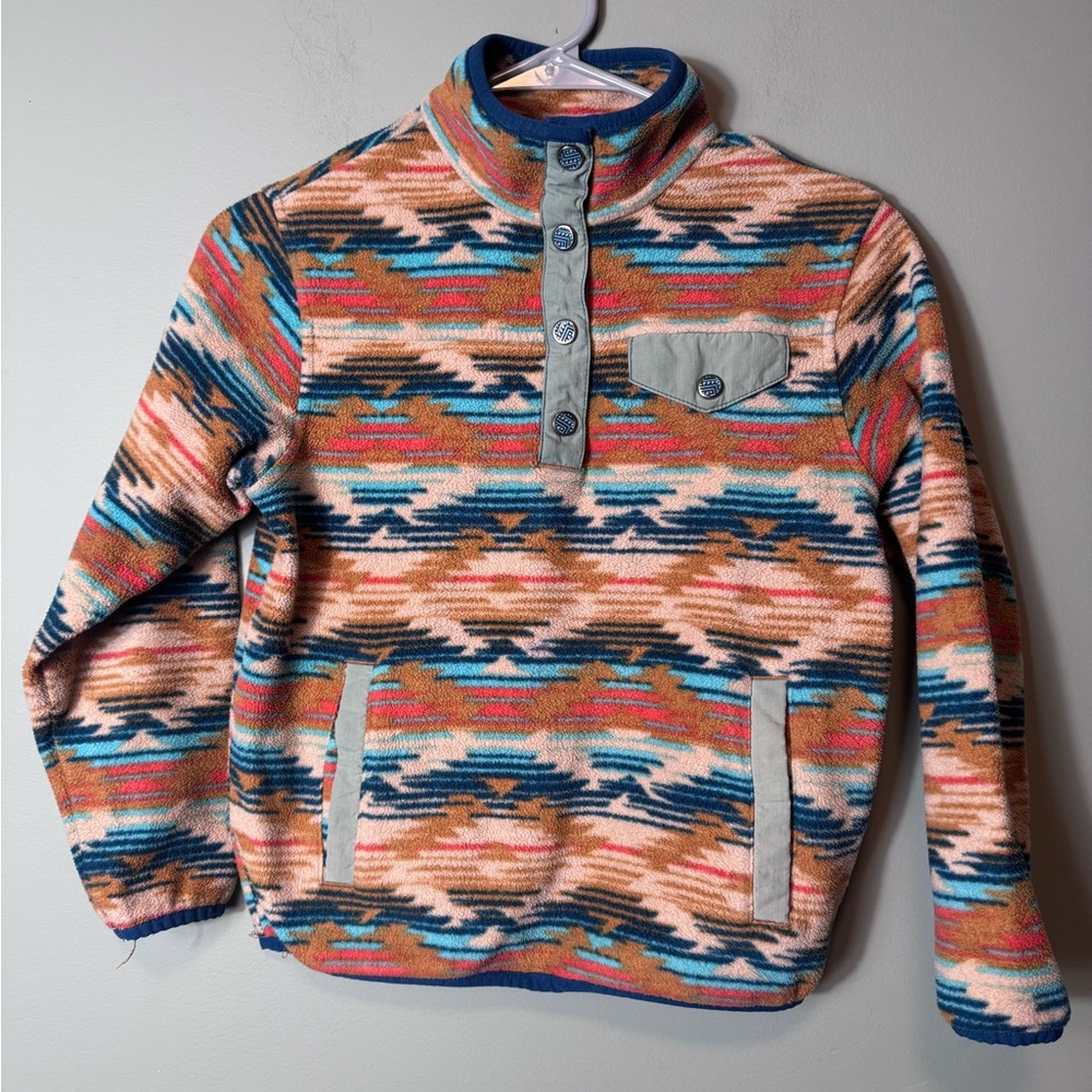 Cruel Girl Aztec Western Fleece Snap Pullover Quarter Snaps Size M/8